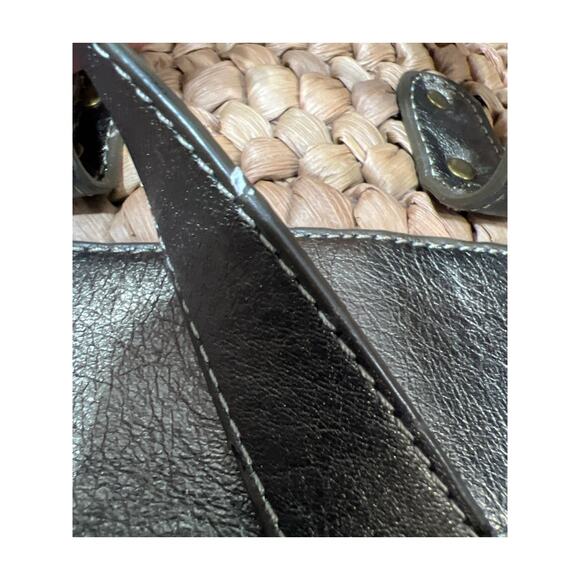 J. Crew Provence Large Straw Vacation Tote Bag Leather Straps Cotton Lining - Picture 8 of 12